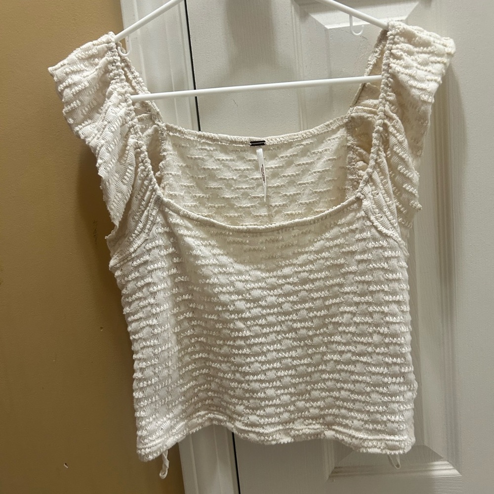 Free People knit- frilly tank in cream - Picture 8 of 8